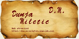 Dunja Miletić vizit kartica